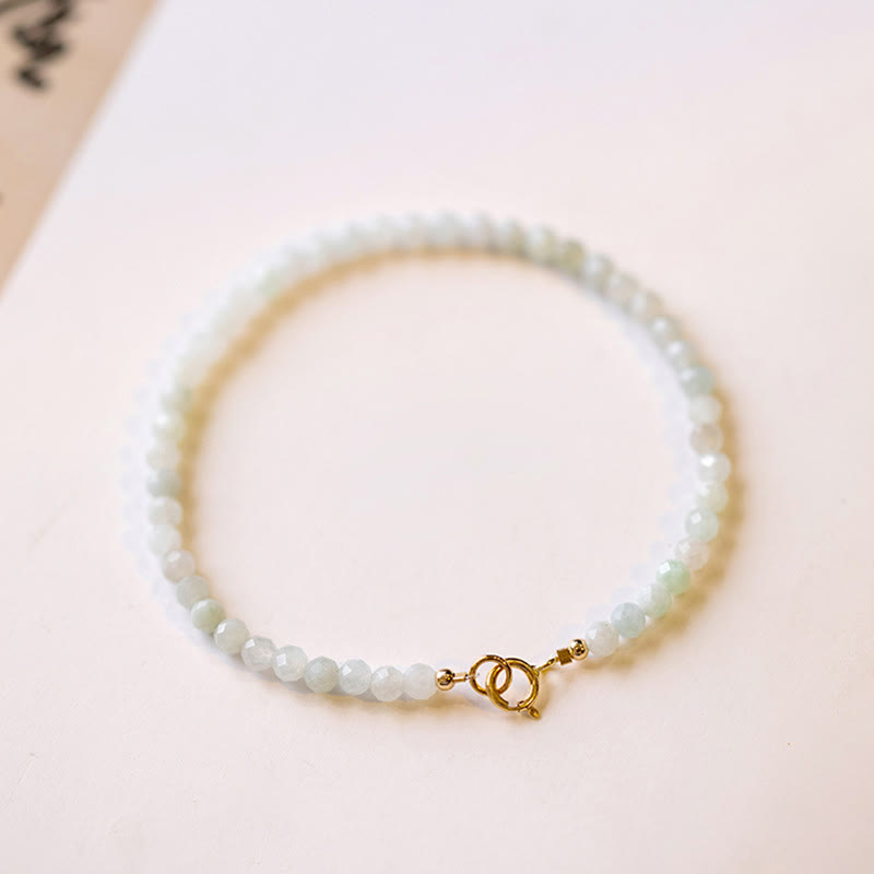 Buddha Stones 2 mm Jadeit Ultra cienkie koraliki 14k pozłacana miedź bransoletka szczęścia
