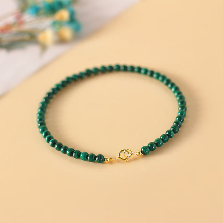 Buddha Stones 4mm Naturalne Koraliki Malachitowe 14k Złota Miedź Bransoletka Antylękowa
