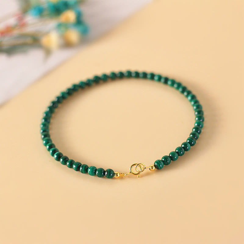 Buddha Stones 4mm Naturalne Koraliki Malachitowe 14k Złota Miedź Bransoletka Antylękowa