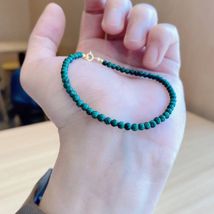 Buddha Stones 4mm Naturalne Koraliki Malachitowe 14k Złota Miedź Bransoletka Antylękowa