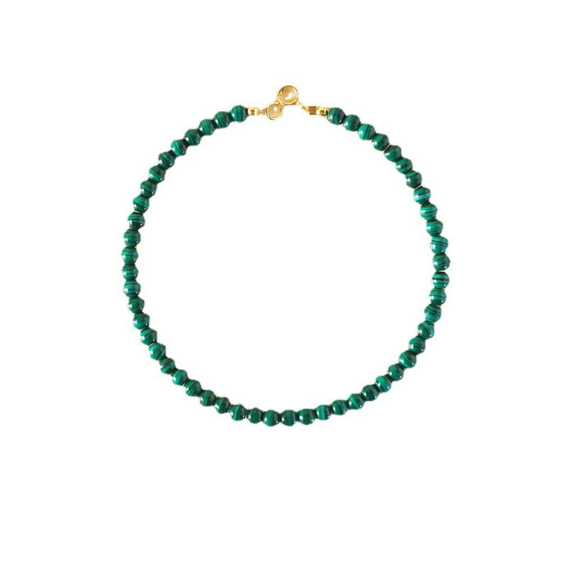 Buddha Stones 4mm Naturalne Koraliki Malachitowe 14k Złota Miedź Bransoletka Antylękowa