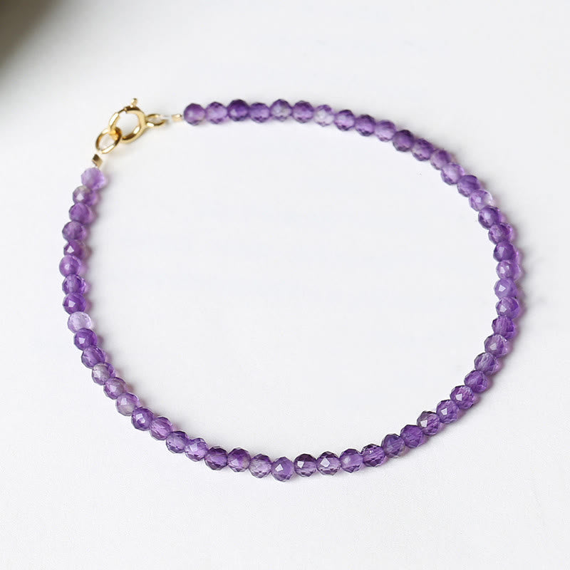 Buddha Stones 3 mm Naturalny Ametyst Ultracienkie Koraliki 14k Złota Miedź Bransoletka Duchowej Świadomości