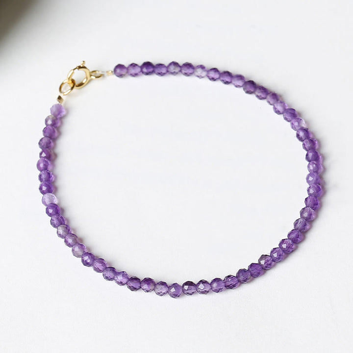 Buddha Stones 3 mm Naturalny Ametyst Ultracienkie Koraliki 14k Złota Miedź Bransoletka Duchowej Świadomości
