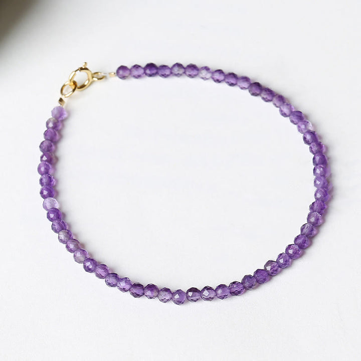 Buddha Stones 3 mm Naturalny Ametyst Ultracienkie Koraliki 14k Złota Miedź Bransoletka Duchowej Świadomości