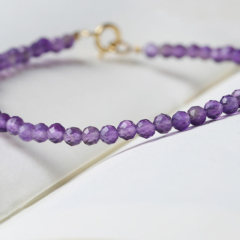 Buddha Stones 3 mm Naturalny Ametyst Ultracienkie Koraliki 14k Złota Miedź Bransoletka Duchowej Świadomości