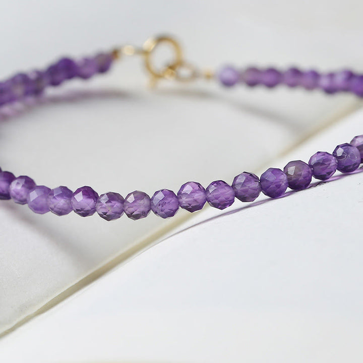 Buddha Stones 3 mm Naturalny Ametyst Ultracienkie Koraliki 14k Złota Miedź Bransoletka Duchowej Świadomości