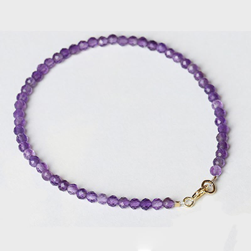 Buddha Stones 3 mm Naturalny Ametyst Ultracienkie Koraliki 14k Złota Miedź Bransoletka Duchowej Świadomości