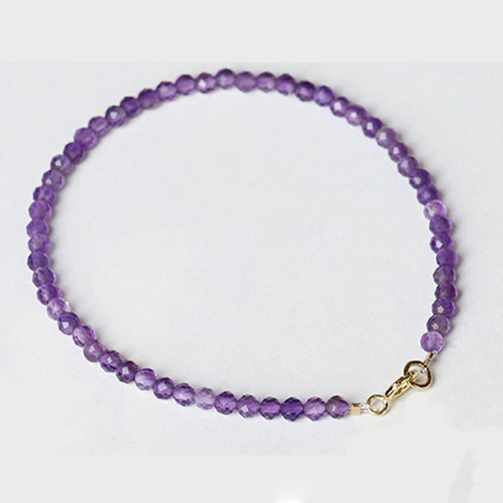 Buddha Stones 3 mm Naturalny Ametyst Ultracienkie Koraliki 14k Złota Miedź Bransoletka Duchowej Świadomości