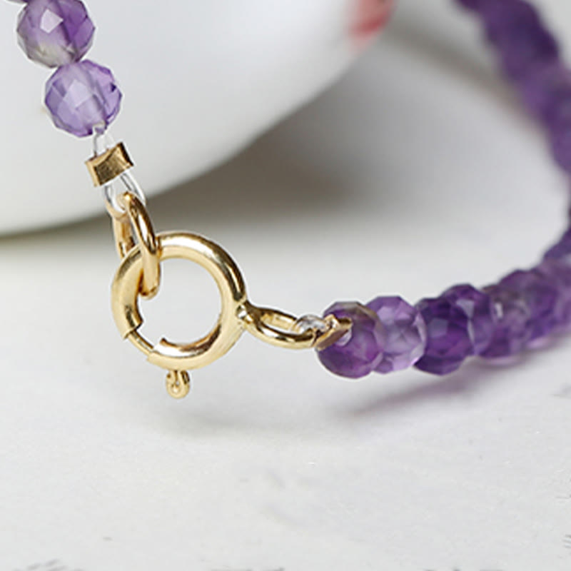 Buddha Stones 3 mm Naturalny Ametyst Ultracienkie Koraliki 14k Złota Miedź Bransoletka Duchowej Świadomości