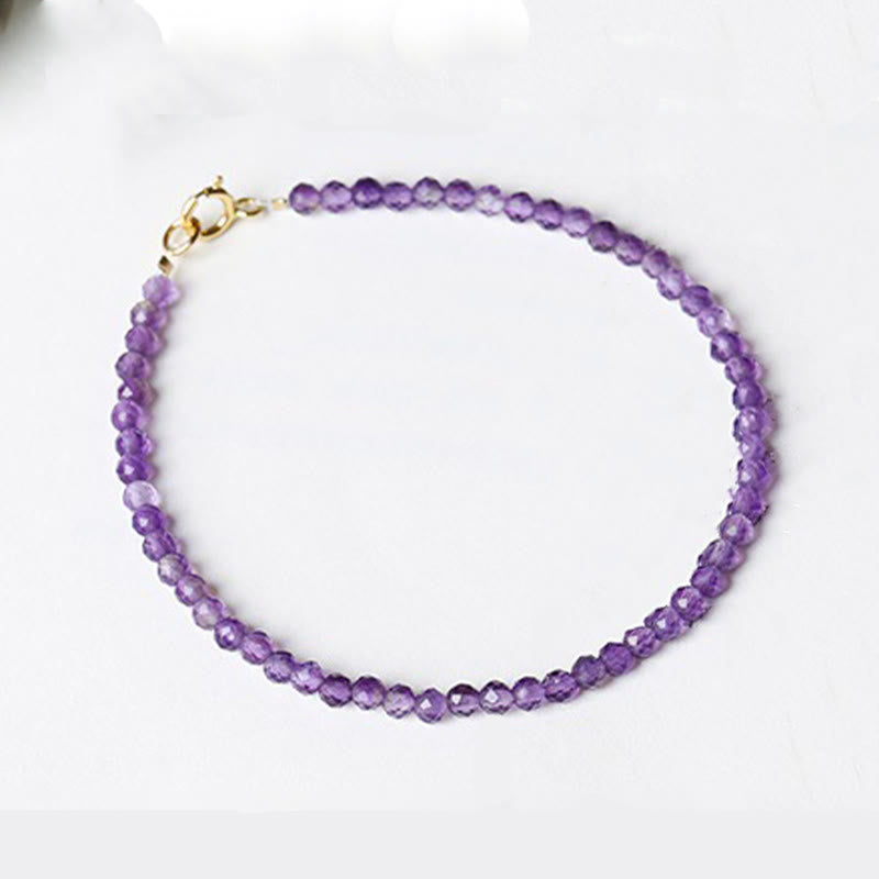 Buddha Stones 3 mm Naturalny Ametyst Ultracienkie Koraliki 14k Złota Miedź Bransoletka Duchowej Świadomości