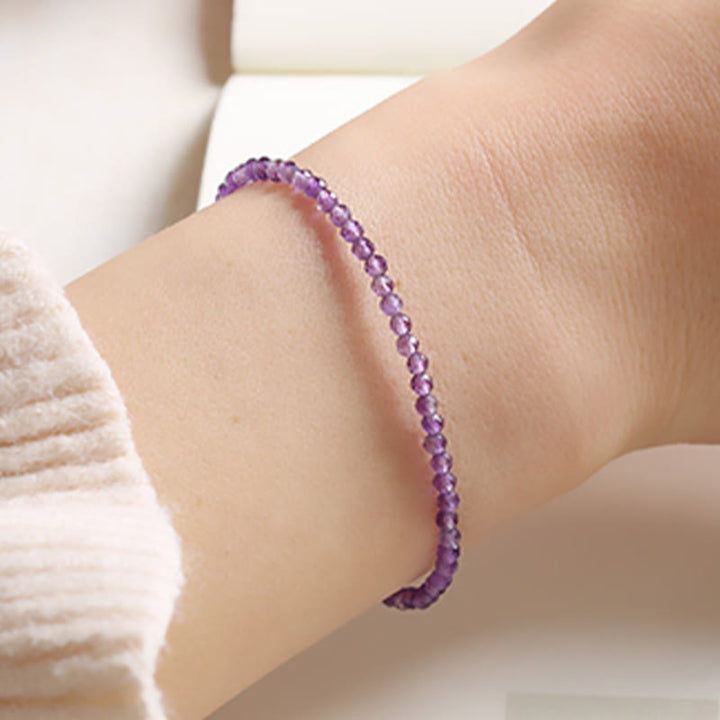 Buddha Stones 3 mm Naturalny Ametyst Ultracienkie Koraliki 14k Złota Miedź Bransoletka Duchowej Świadomości