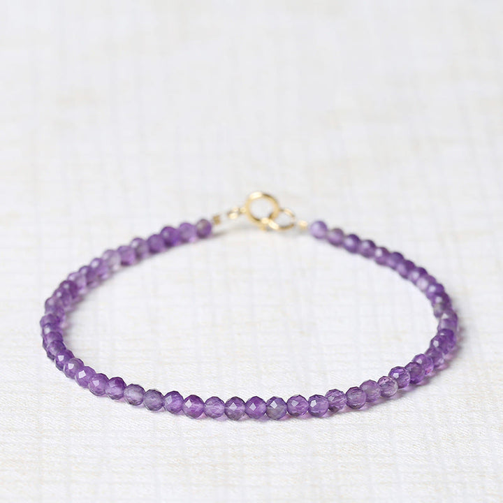 Buddha Stones 3 mm Naturalny Ametyst Ultracienkie Koraliki 14k Złota Miedź Bransoletka Duchowej Świadomości