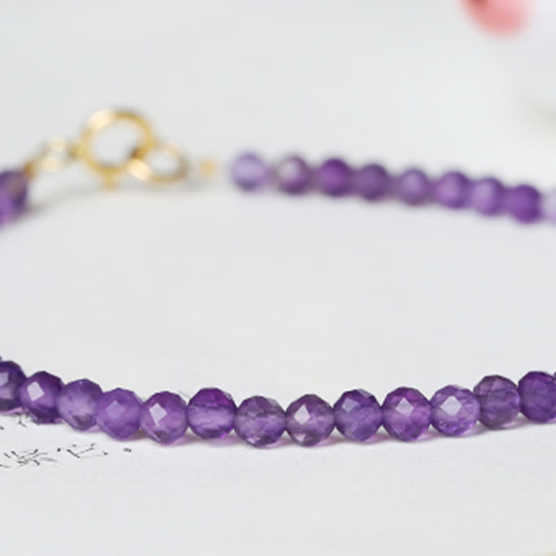 Buddha Stones 3 mm Naturalny Ametyst Ultracienkie Koraliki 14k Złota Miedź Bransoletka Duchowej Świadomości