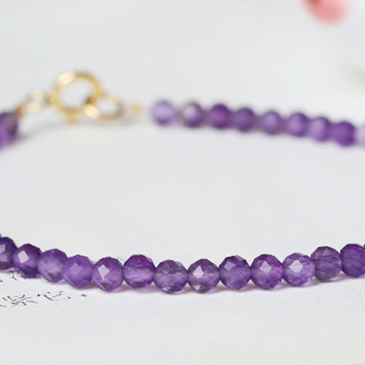 Buddha Stones 3 mm Naturalny Ametyst Ultracienkie Koraliki 14k Złota Miedź Bransoletka Duchowej Świadomości