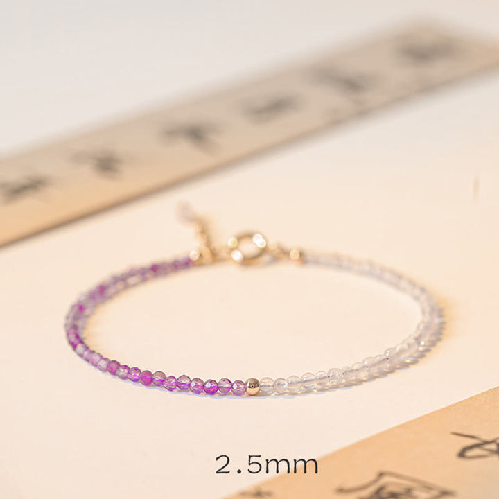 Buddha Stones 2,5 mm Naturalny Ametyst Ultracienkie Koraliki 14k Złota Miedź Bransoletka Wewnętrznego Spokoju