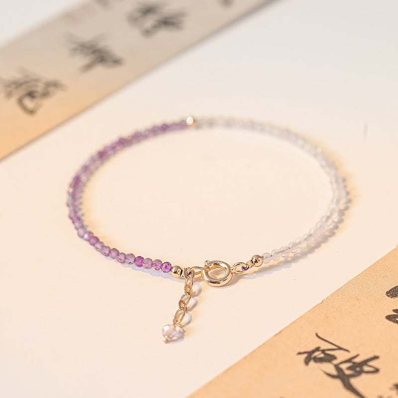 Buddha Stones 2,5 mm Naturalny Ametyst Ultracienkie Koraliki 14k Złota Miedź Bransoletka Wewnętrznego Spokoju