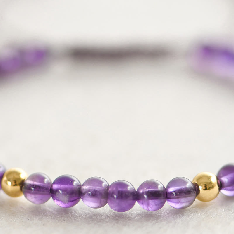 Buddha Stones 4mm Ręcznie Robione Naturalne Ametysty 14k Złocone Miedziane Koraliki Pleciony Sznurek Łagodzi Stres Bransoletka
