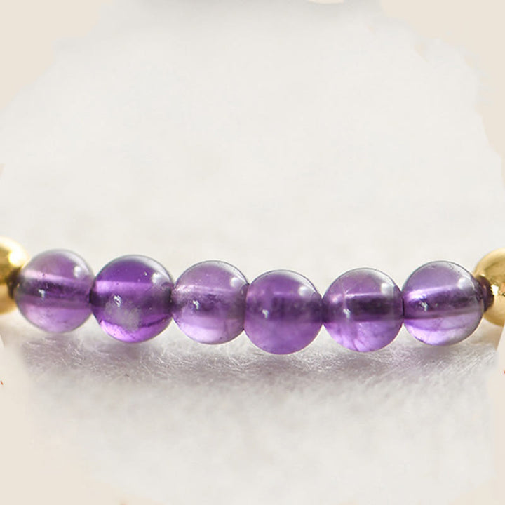 Buddha Stones 4mm Ręcznie Robione Naturalne Ametysty 14k Złocone Miedziane Koraliki Pleciony Sznurek Łagodzi Stres Bransoletka
