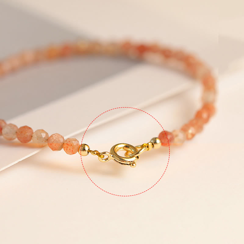 Buddha Stones 3mm Kamień Słoneczny Ultracienkie Koraliki 14k Złota Miedź Bransoletka Bogactwa