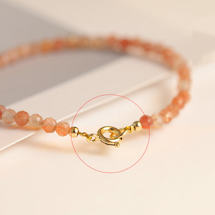 Buddha Stones 3mm Kamień Słoneczny Ultracienkie Koraliki 14k Złota Miedź Bransoletka Bogactwa