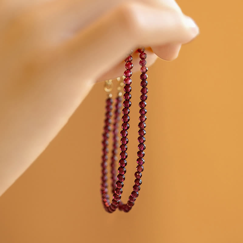 Bransoletka ochronna z Buddha Stones 3 mm Naturalny Mały Granat Ultracienkie Koraliki