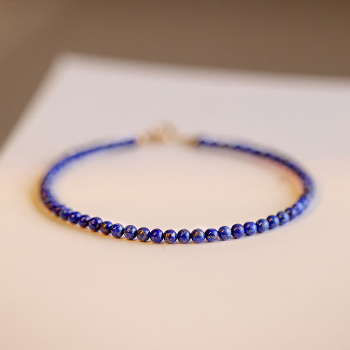 Bransoletka z Buddha Stones, małych lazurytów i lapis lazuli, ultracienkich koralików, balansująca - 2,5 mm okrągłe koraliki - 16 cm - image 10