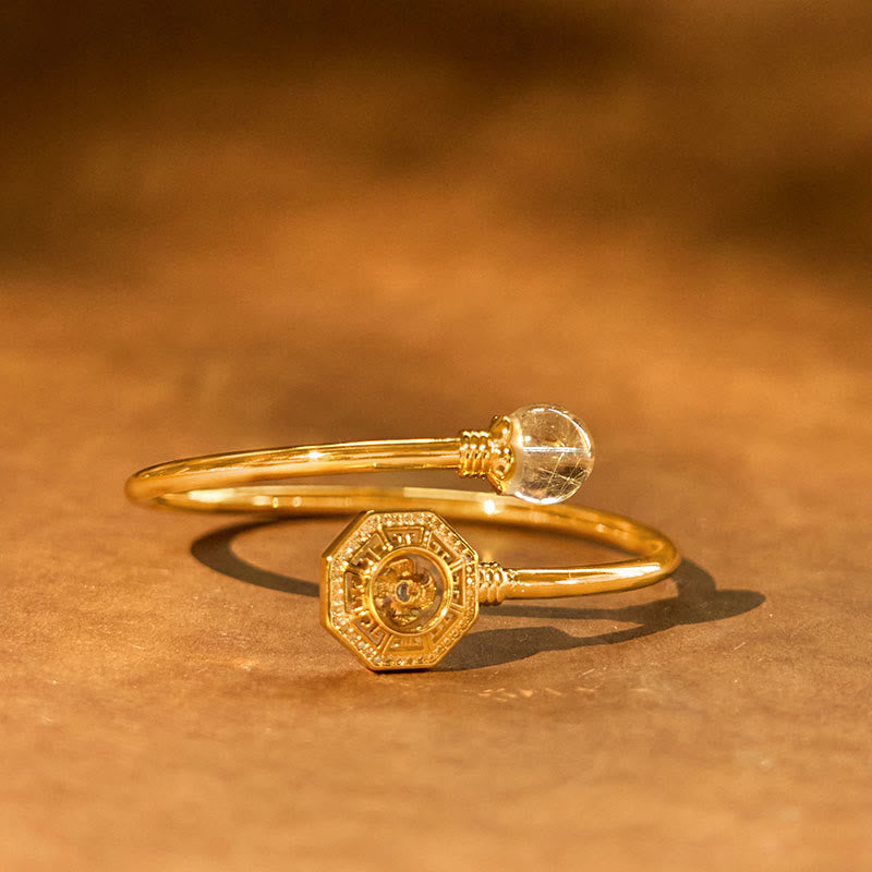 Buddha Stones Rutilated Quartz Miedź Mosiądz Obrotowy Wiatrak Feng Sheng Shui Qi Odwaga Bransoletka Bangle - image 1