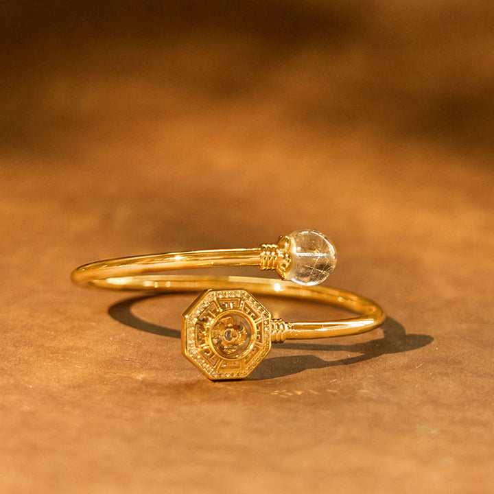 Buddha Stones Rutilated Quartz Miedź Mosiądz Obrotowy Wiatrak Feng Sheng Shui Qi Odwaga Bransoletka Bangle - image 1