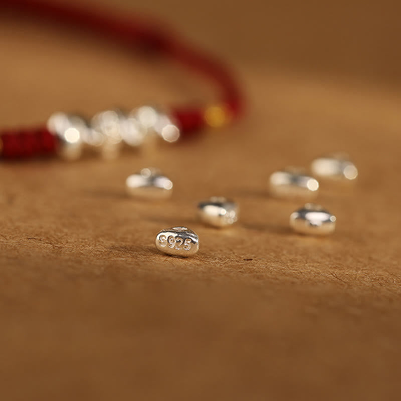 Buddha Stones 925 Srebro Sterlingowe Sznurek Ochrona Szczęścia Ultracienka Bransoletka Pleciona Bransoletka na Nogę - image 9