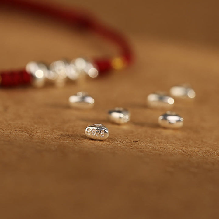 Buddha Stones 925 Srebro Sterlingowe Sznurek Ochrona Szczęścia Ultracienka Bransoletka Pleciona Bransoletka na Nogę - image 9