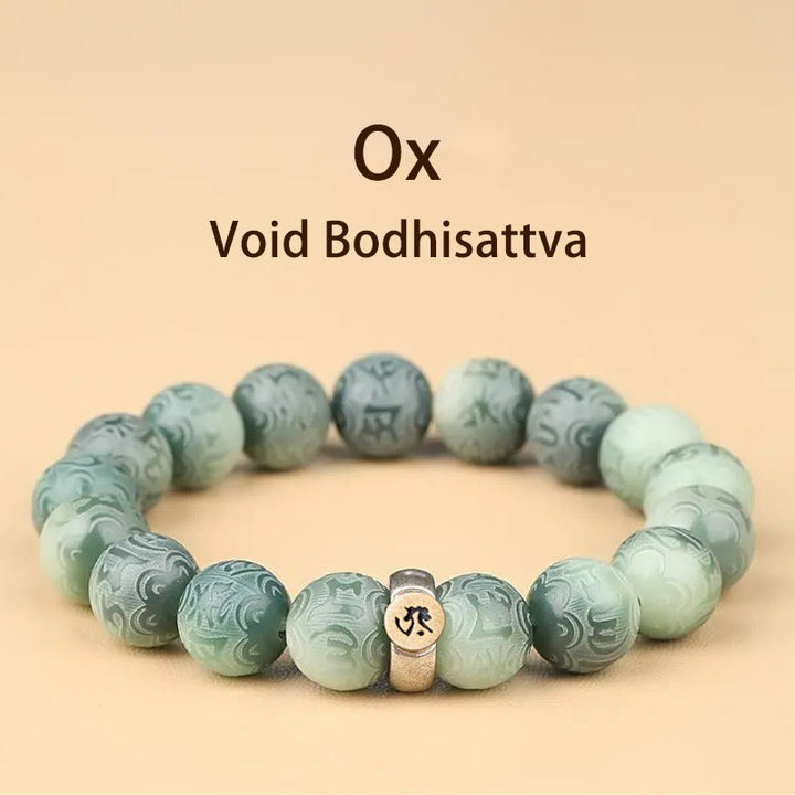 Buddha Stones Chiński zodiak Natal Budda Bodhi Nasiona Om Mani Padme Hum Grawerowana bransoletka mądrości
