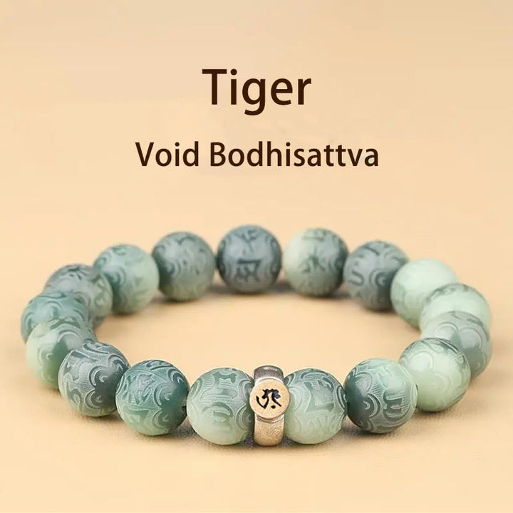 Buddha Stones Chiński zodiak Natal Budda Bodhi Nasiona Om Mani Padme Hum Grawerowana bransoletka mądrości