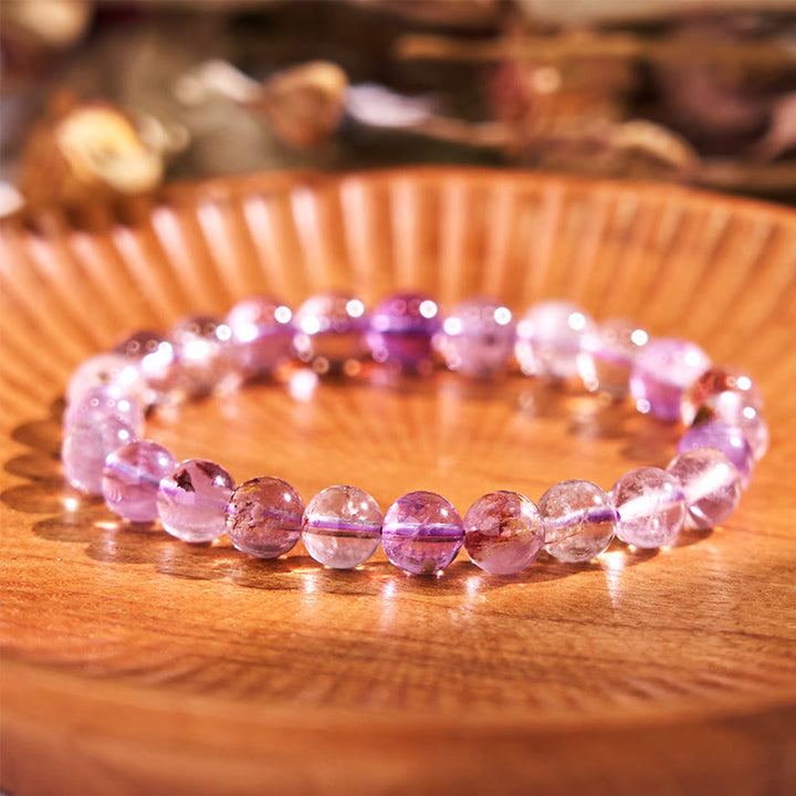Bransoletka uspokajająca z kamieniem Buddy, różnymi kryształami, malachitem, lazurytem, ​​lapis lazuli i hemimorfitem - Fioletowy Phantom (obwód nadgarstka: 14-16 cm) - image 153
