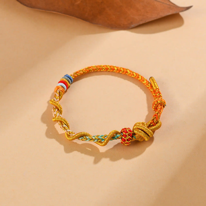 Buddha Stones Kolorowy sznurek Wąż Smok Bransoletka na Rok Węża Szczęście