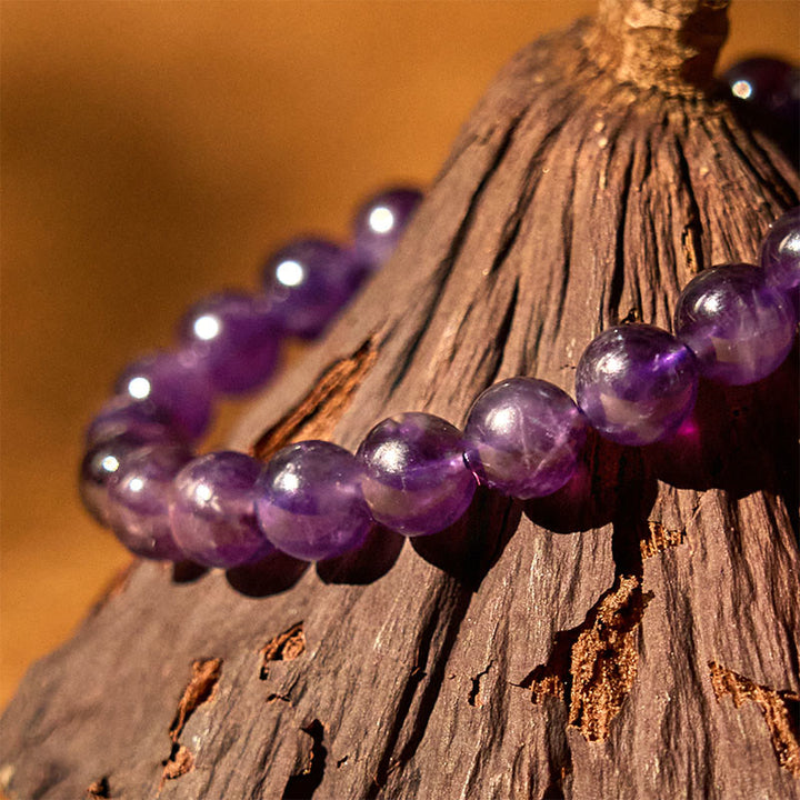 Bransoletka medytacyjna z naturalnego ametystu z Buddha Stones, wewnętrzny spokój