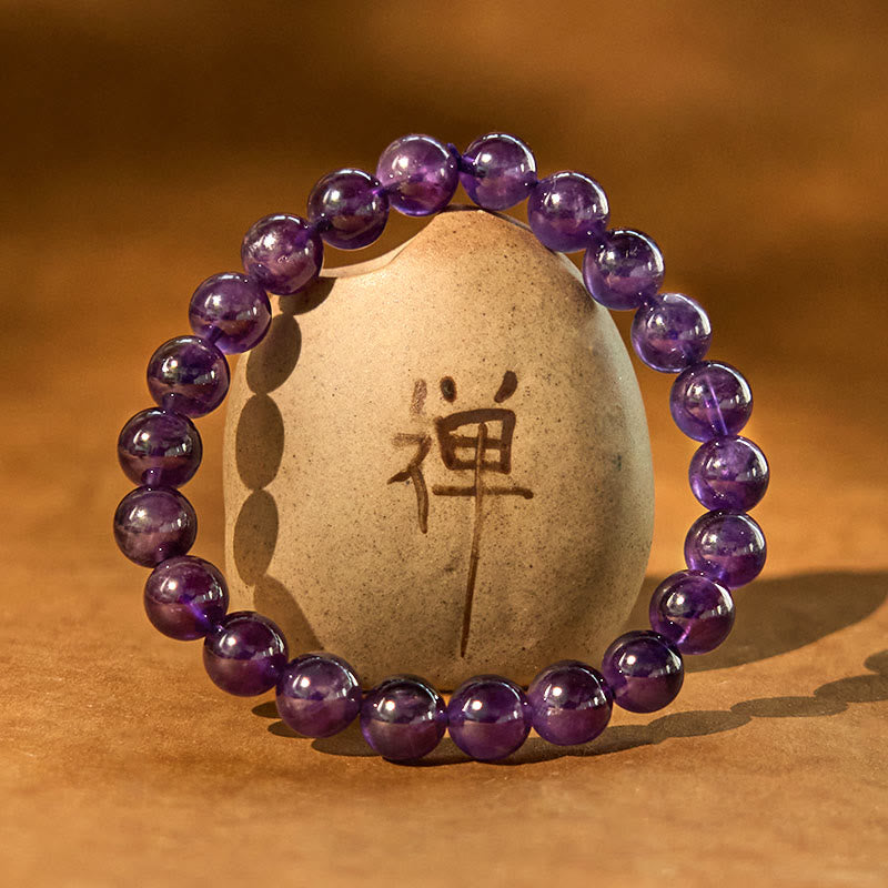 Bransoletka medytacyjna z naturalnego ametystu z Buddha Stones, wewnętrzny spokój