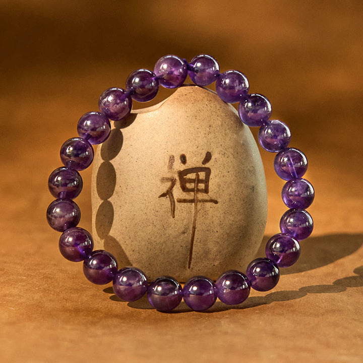 Bransoletka medytacyjna z naturalnego ametystu z Buddha Stones, wewnętrzny spokój