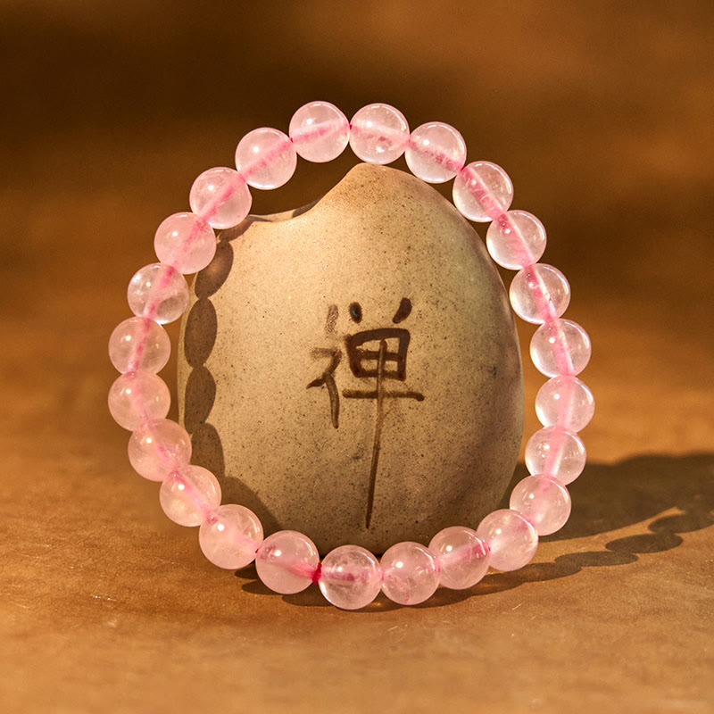 Bransoletka energetyczna uzdrawiająca z różowego kwarcu i Buddha Stones