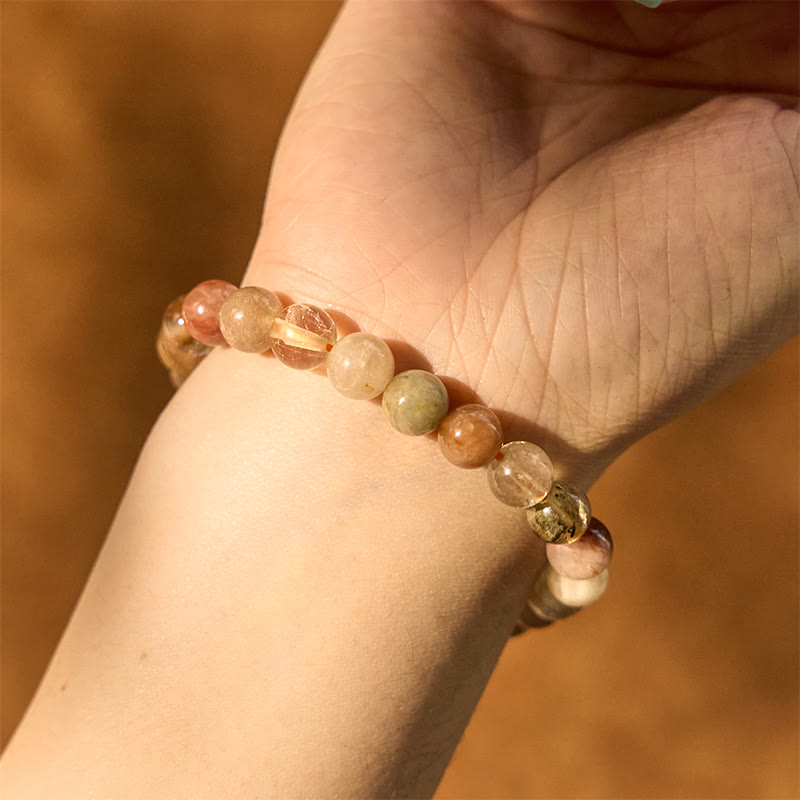 Bransoletka z Buddha Stones Naturalny wielokolorowy kwarc rutylowy do rozwoju duchowego