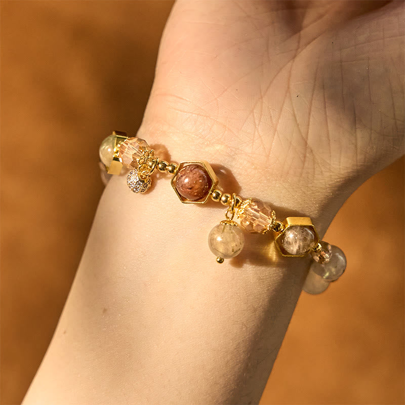 Bransoletka ochronna Buddha Stones Natural Colored Rutilated Quartz Amethyst