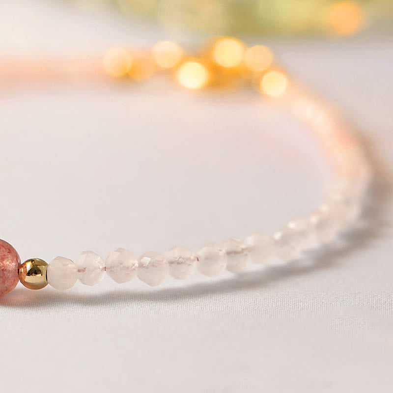 Buddha Stones 2mm Kwarc różowy Granat Kwarc truskawkowy Ultracienkie koraliki Bransoletka z energią leczniczą