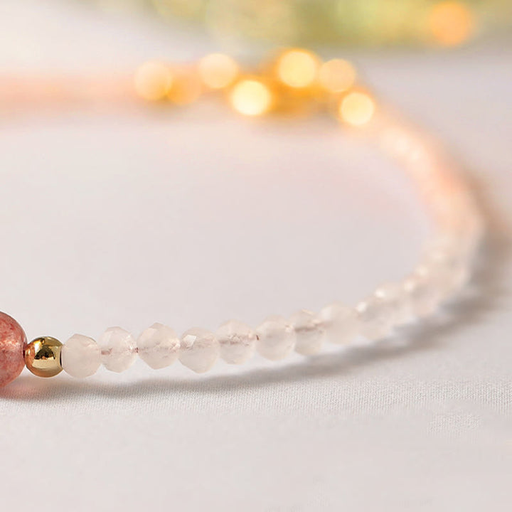 Buddha Stones 2mm Kwarc różowy Granat Kwarc truskawkowy Ultracienkie koraliki Bransoletka z energią leczniczą