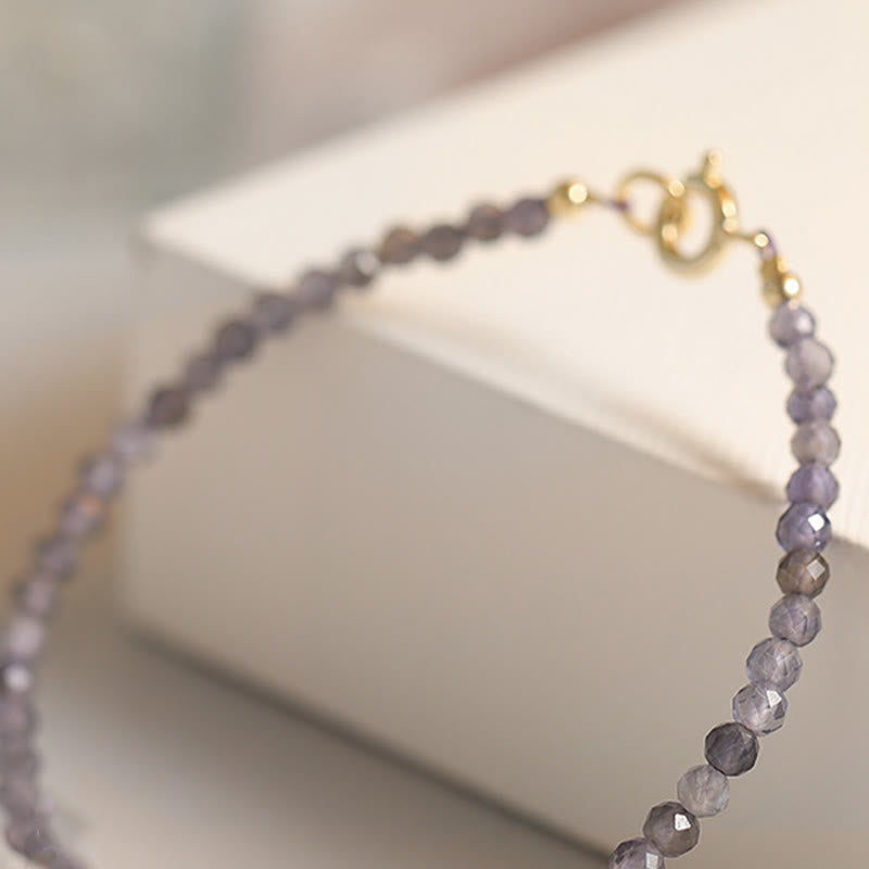 Buddha Stones 3 mm Ametyst Iolit Ultra cienkie koraliki 14k pozłacana miedź bransoletka komunikacyjna