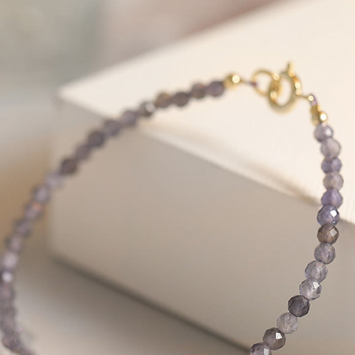 Buddha Stones 3 mm Ametyst Iolit Ultra cienkie koraliki 14k pozłacana miedź bransoletka komunikacyjna