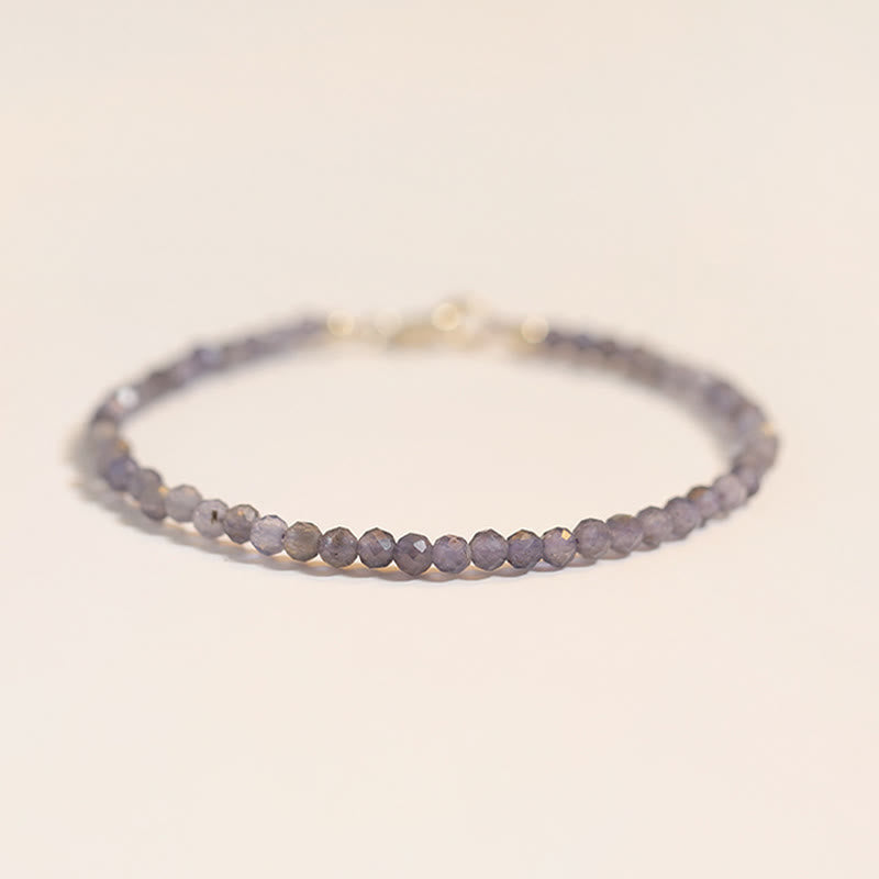Buddha Stones 3 mm Ametyst Iolit Ultra cienkie koraliki 14k pozłacana miedź bransoletka komunikacyjna
