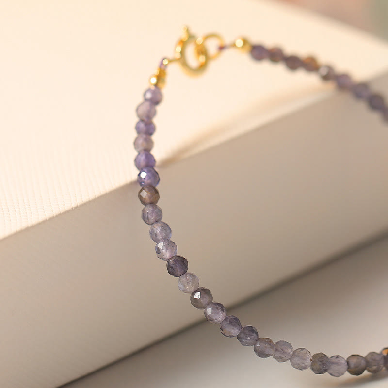 Buddha Stones 3 mm Ametyst Iolit Ultra cienkie koraliki 14k pozłacana miedź bransoletka komunikacyjna
