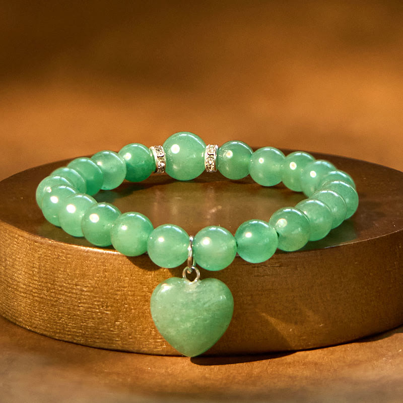 Różnorodne kryształowe Buddha Stones z zielonym awenturynem, bransoletka Love Heart Balance