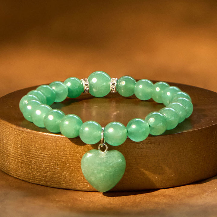Różnorodne kryształowe Buddha Stones z zielonym awenturynem, bransoletka Love Heart Balance