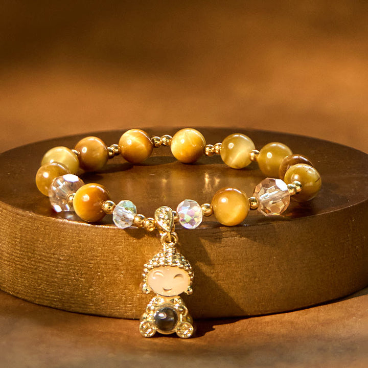 Buddha Stones Żółte Tygrysie Oko Medytacja Budda Bransoletka Ochronna