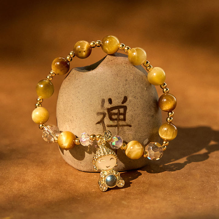 Buddha Stones Żółte Tygrysie Oko Medytacja Budda Bransoletka Ochronna